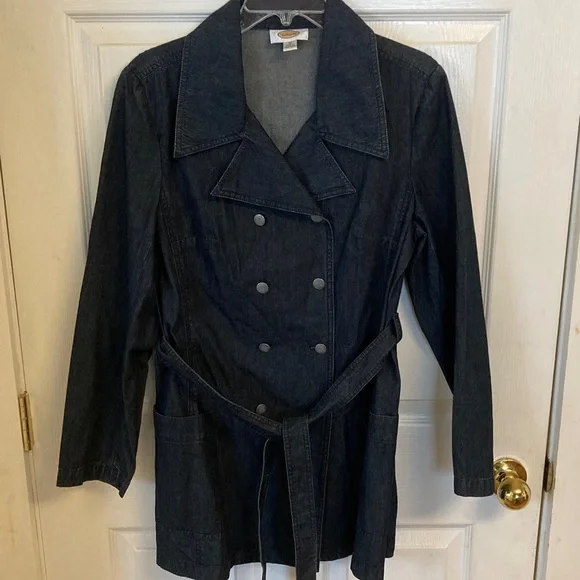 Talbots Double-Breasted Denim Trench Coat - Picture 1 of 7
